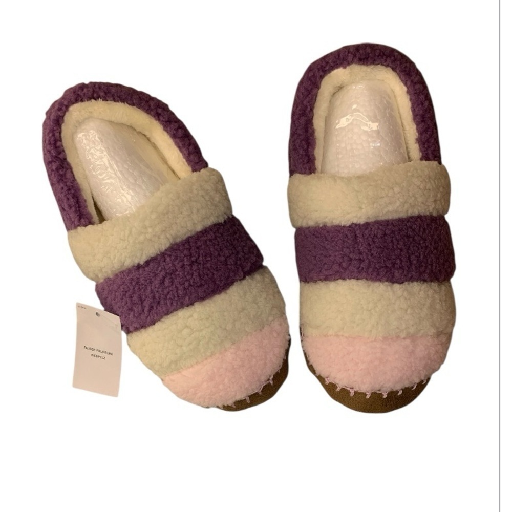 LANDSEND Woman’s Sherpa Short Bootie Slippers, Rubber Bottom